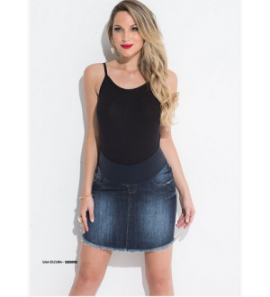 Saia Curta Karine | Cor: Jeans Azul